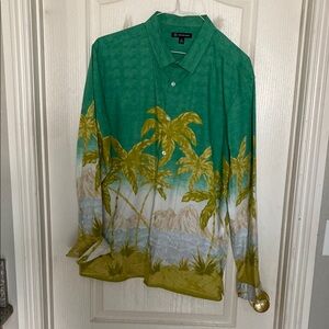 Green and Yellow Tropical Button-Up Shirt